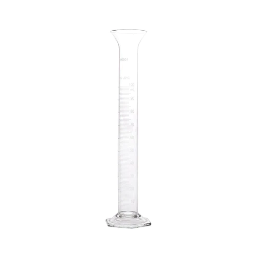 100mL Graduated Cylinder, Funnel Top, Hexagonal Base, Serialized