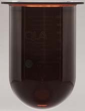 1000mL Amber UltraCenter Precision Glass PEAK Vessel with Plastic Rim, Serialized