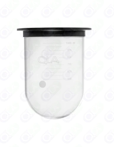 1000mL Clear Glass Vessel with Plastic Rim for Erweka, Serialized