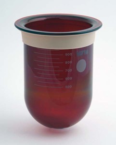 1000mL Amber Glass Vessel with Centering Ring for Zymark, Serialized